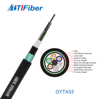 FTTH için GYTA53 Tek Modlu Fiber Optik Kablo Siyah