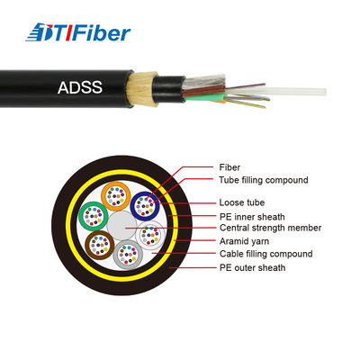 FTTH Adss 6 12 24 48 Çekirdek Fiber Optik Kablo Siyah