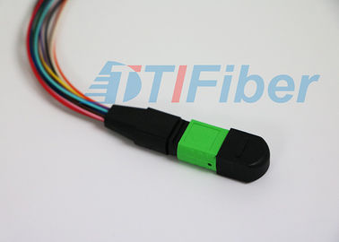 MPO / APC - LC / UPC 12 Çekirdek Fiber Optik Pigtail Dayanıklı yuvarlak kablo