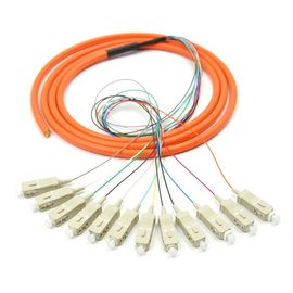 Turuncu 12 çekirdekli SC UPC CE ile optik fiber yama kablosu, modlu fiber yama kablosu