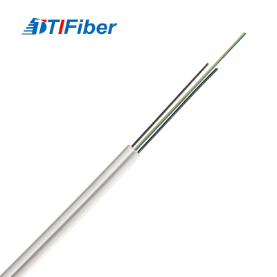 Çelik mukavemetli fiber optik FTTH saplamalı kablo G657A SM 2 Fiber GJXH Beyaz