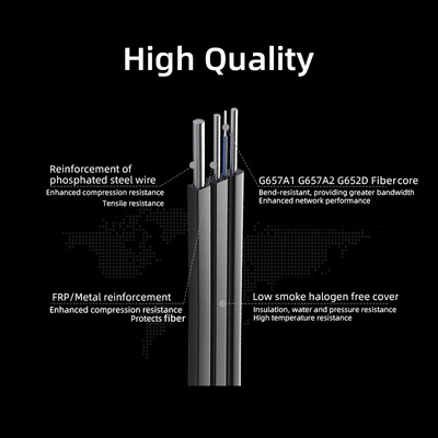 Açık hava kablosu GJYXCH Drop Kablo LZSH Tek Mod 1 2 4 Çekirdek G652D G657A1 G657A2 FTTH Fiber Drop Optic Kablo