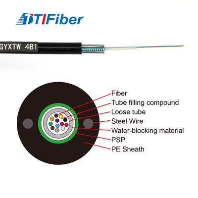 Fiber optik kablo 12 çekirdek 24 çekirdek 48 çekirdek SM G652D Dış çapı 7.0mm çelik tel PE siyah kablo kablosu