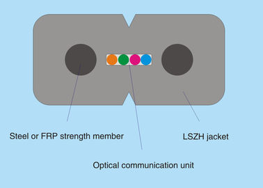 Çelik Tel / FRP Mukavemet Üyesi ile Tek modlu FTTH Bırak Fiber Optik Kablo