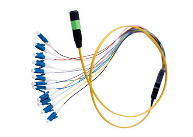 12core Şerit Kablo ile MPO LC Fiber Optik Patch Cord Düz Yuvarlak