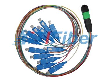 MPO için SC Fiber optik yama kablosu 12 Fiber MPO kaset için