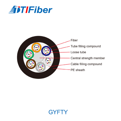 FRP Mukavemet Üyesi ile Açık GYFTY 12 24 48 96 Çekirdek G652D Fiber Optik Kablo