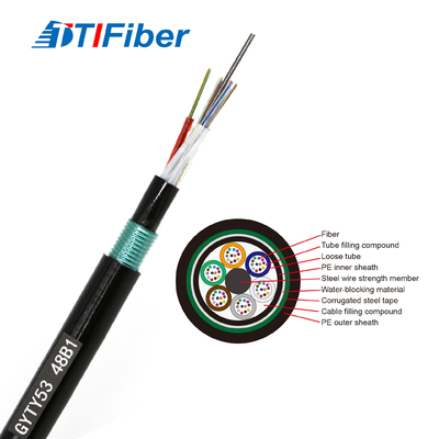 FTTX 12 24 Çekirdekli GYTY53 Tek Modlu Fiber Optik Kablo