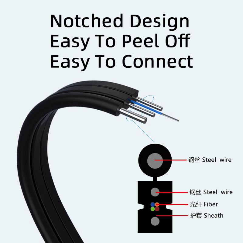 Açık hava kablosu GJYXCH Drop Kablo LZSH Tek Mod 1 2 4 Çekirdek G652D G657A1 G657A2 FTTH Fiber Drop Optic Kablo