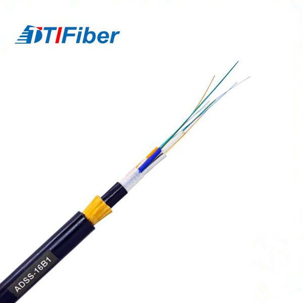 ADSS Anten Fiber Kanal Kablosu Dış Mekan Metalik G652D 24 48 Göbek Siyah Renk